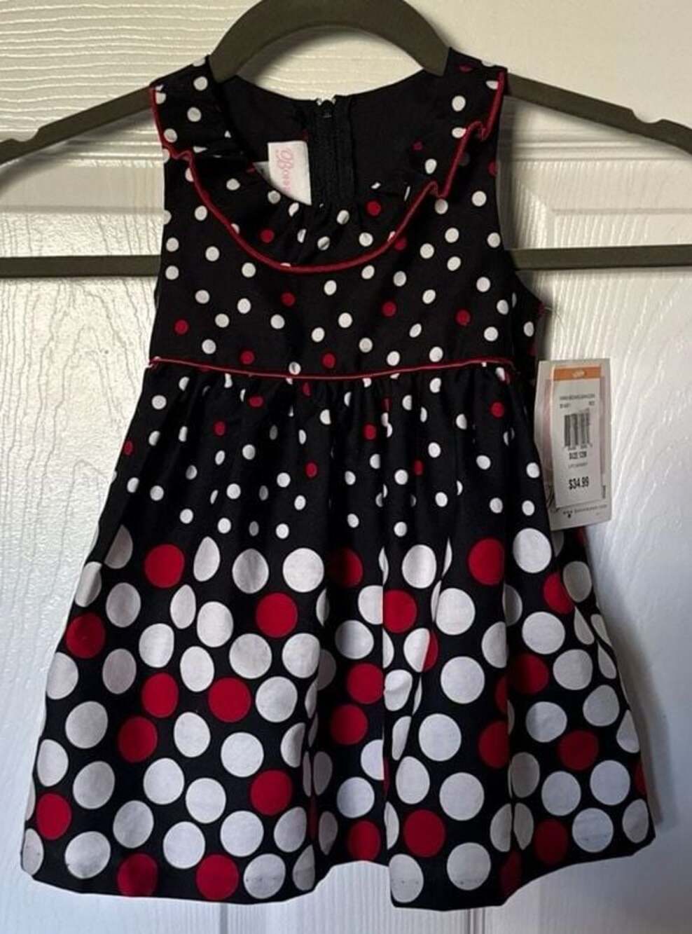 Bonnie Baby by Bonnie Jean Red and White Polka Dot Ruffle Dress Size 12M